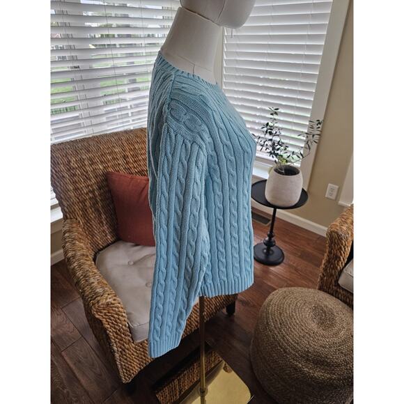 Lilly Pulitzer Cableknit Sweater Women's Size M Aqua Preppy - Picture 2 of 12